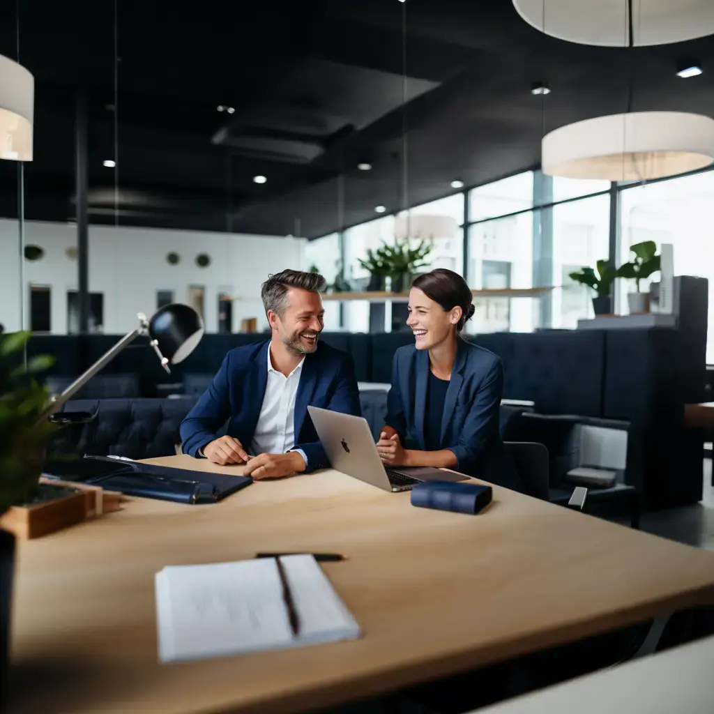 Zwei Kollegen arbeiten im Büro